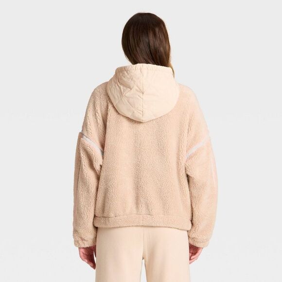 JoyLab - Women's Contrast High Pile 1/2 Zip Jacket - JoyLab Tan - Picture 2 of 3